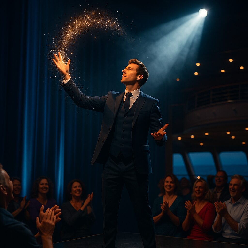 magician entertaining on a cruise ship