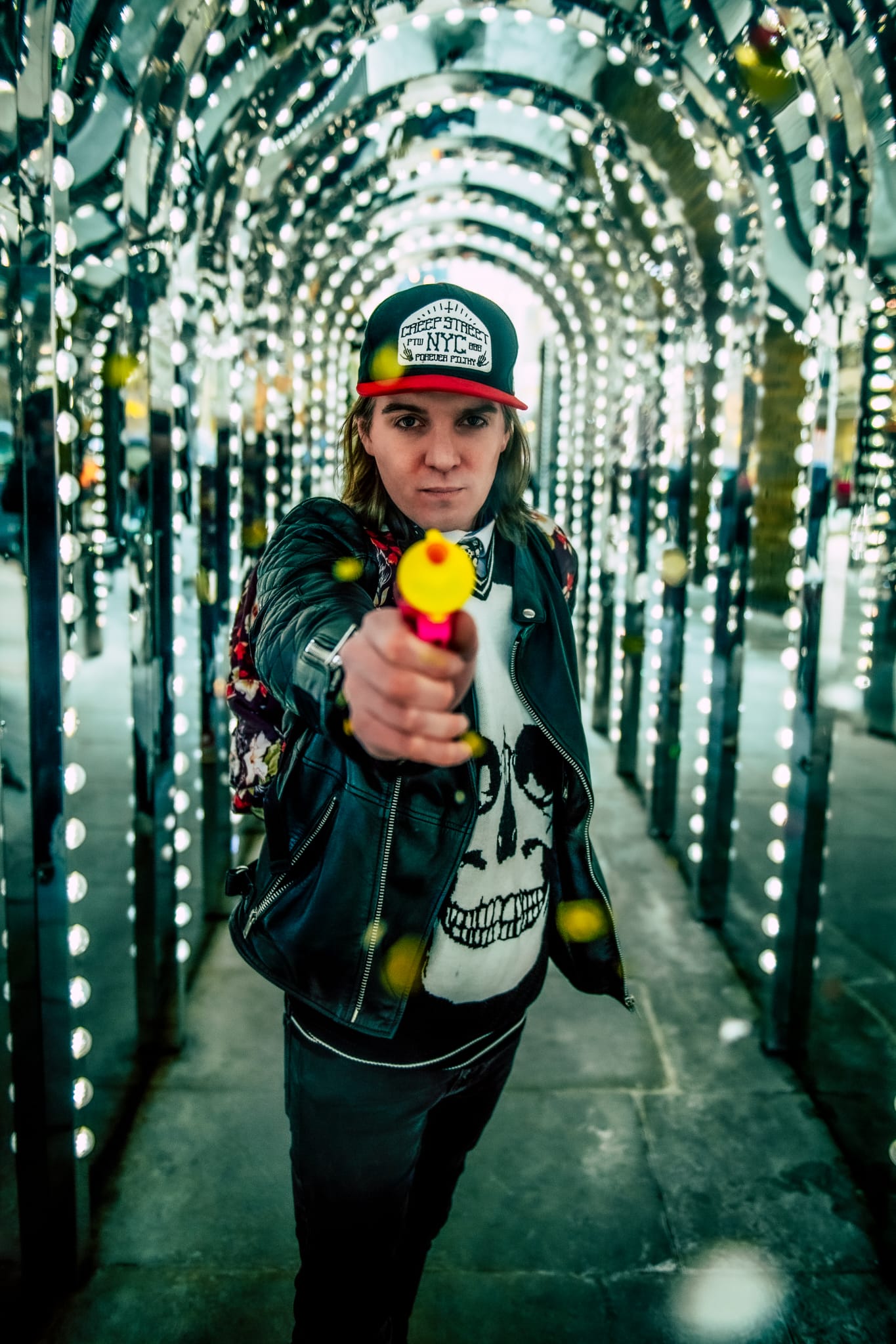 sam pointing a water pistol