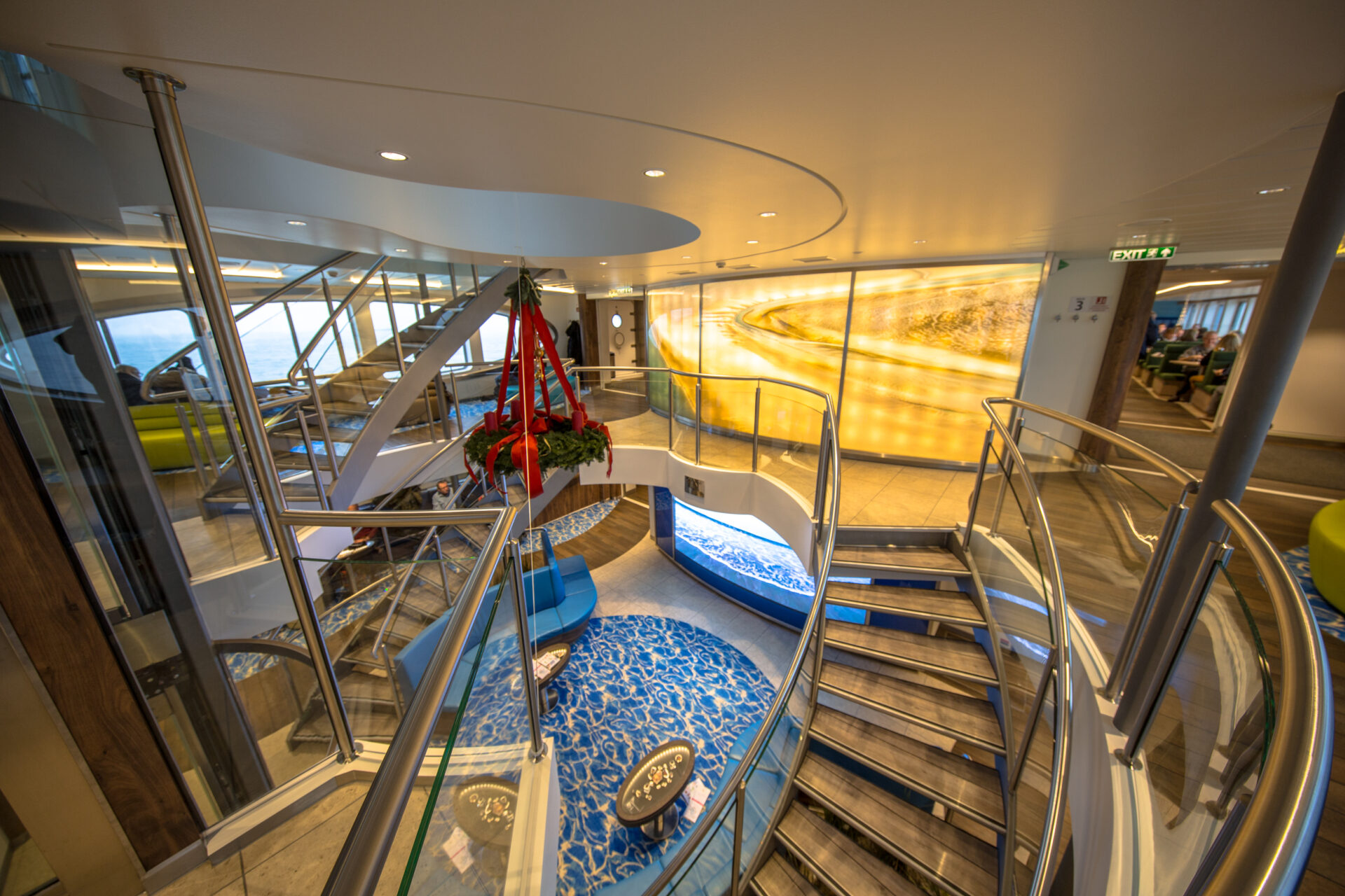 Staircase in luxurious cruise ship