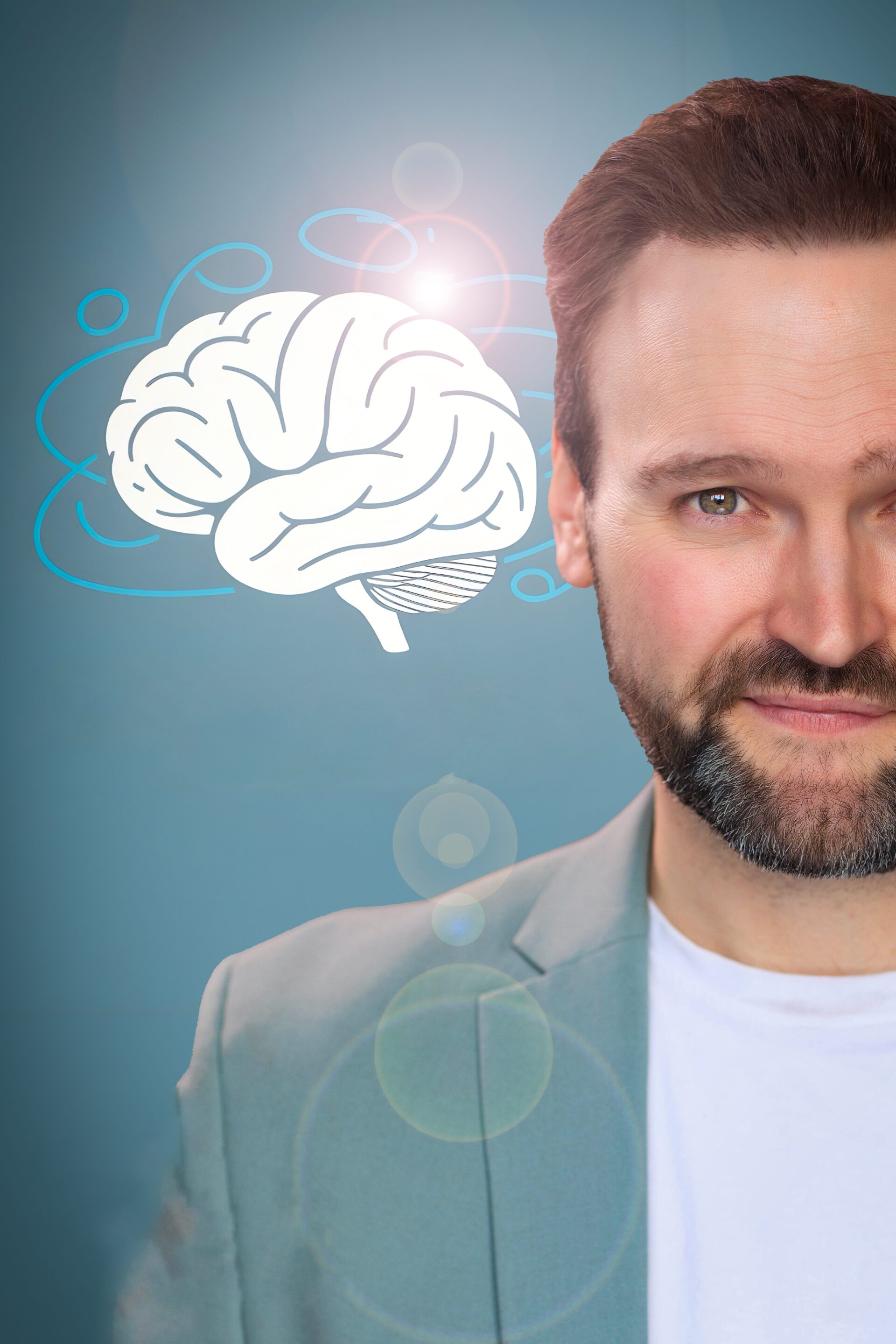 mentalist Paul poster with a brain logo